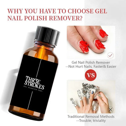 GV1128 THR3E STROKES Gel Nail Polish Remover 30ml, No Soaking or Wrapping Needed, Quick Gel Remover for Nails, Removes Polish in 3-5 Minutes