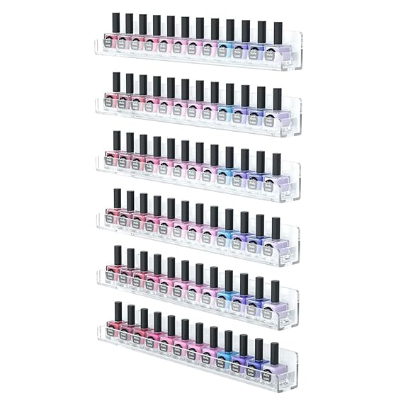 GV788 THR3E STROKES Acrylic Nail Polish Display Stand, 2-Pack Wall Mount Rack Shelf, Floating Ledges Cosmetic Organiser for Shop Display
