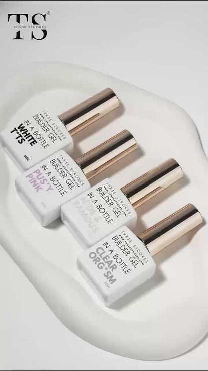 NP73 THR3E STROKES BIAB Clear,Pink,Nude,White Builder Gel for Nails, 15ml Nail Strengthener in a Bottle, Nail Extension Hard Gel, Soak Off Long Lasting UV Light Cure, Base Coat Top Coat Needed (15ML)