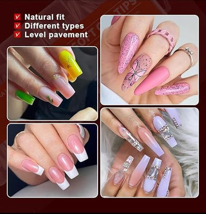 GV408 QUEENFINGER 240PCS Soft Gel Nail Tips with Box – Clear Gel X Nail Tips Full Cover Fake Nails Soft Acrylic Tips for Nail Extension Manicure at Home or Salon DIY Use for Women and Girls