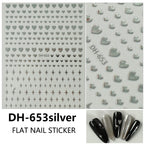 GV601 DH-653 5D Relief Nail Art Stickers – Hearts & Stars Embossed Design