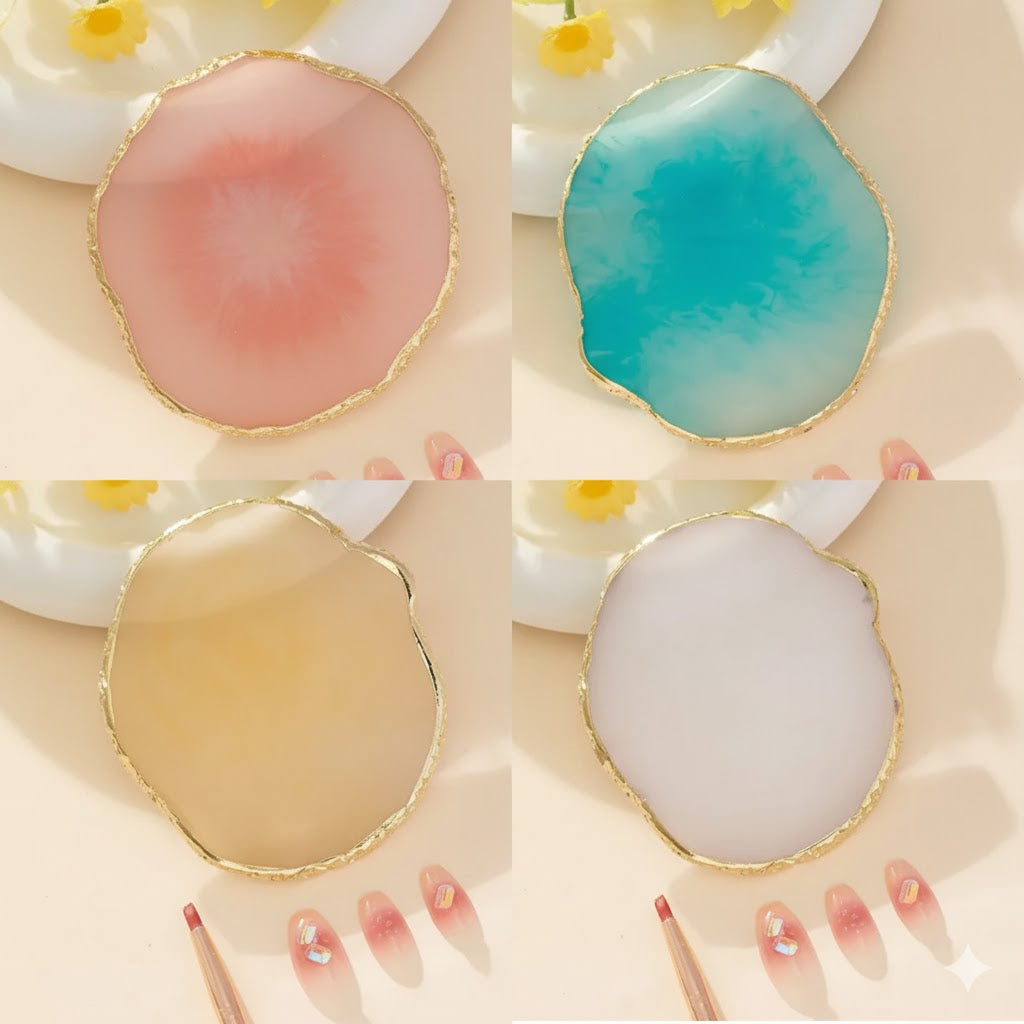 Resin Agate Nail Art Palette – Low-Allergy Mixing Tray Assorted Colors